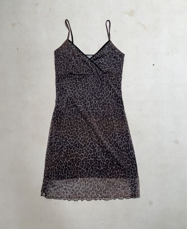 Leopardenmuster Netz-Slipkleid