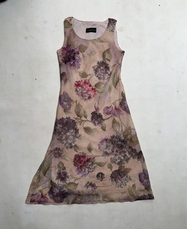 Connected Apparel Floral Print Sleeveless Midi Dress