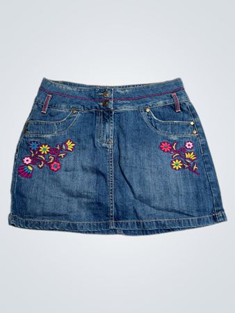 Mädchen Denim-Rock mit floralem Stickerei
