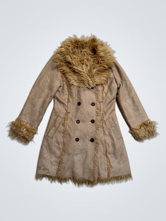 NO EXCUSE Faux Fur Trimmed Coat