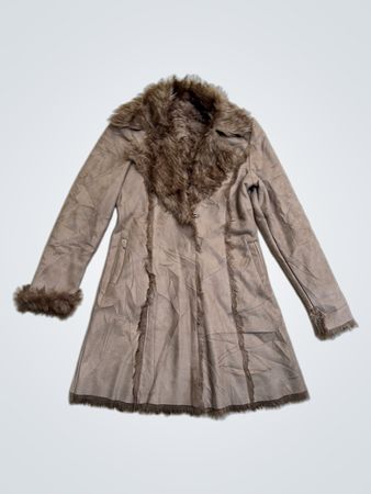 Brown Faux Fur Trimmed Coat