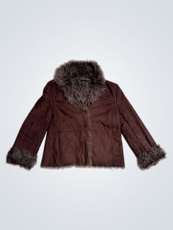 Brown Faux Fur Trimmed Jacket
