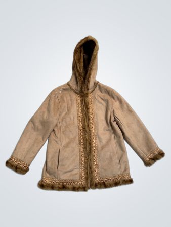 Jones New York Faux Suede & Fur Lined Hooded Jacket