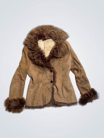 Brown Faux Fur Trimmed Jacket