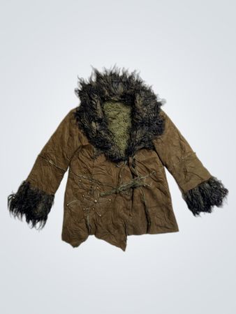 Brown jacket with fur collar and cuffs