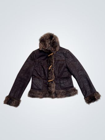 Brown Faux Fur Trimmed Jacket