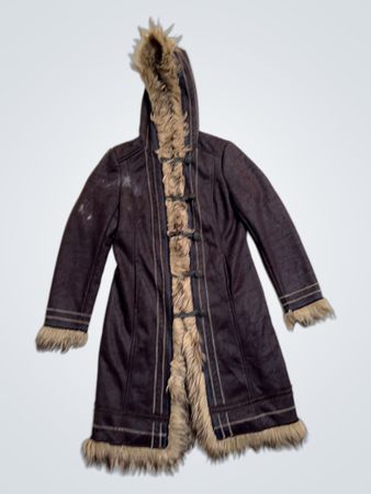 Brown Faux Fur Lined Hooded Coat