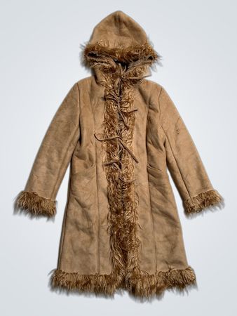 Caprice de Fille Hooded Faux Fur Trimmed Coat