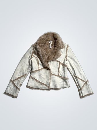 White jacket with fur trim