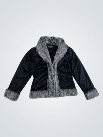 Schwarze Jacke mit Kunstpelzbesatz