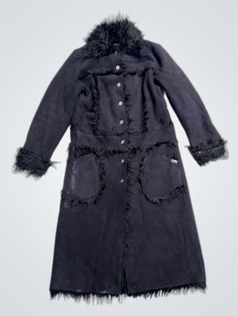 KOR@KOR Cappotto lungo con rifinitura in pelliccia nera