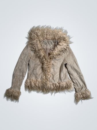 Giacca con bordo in pelliccia sintetica