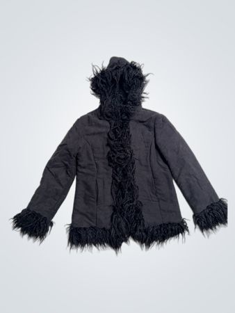 Tiger Babe Black Fur Trimmed Hooded Jacket