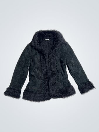 GUISEN Black Faux Fur Trimmed Jacket