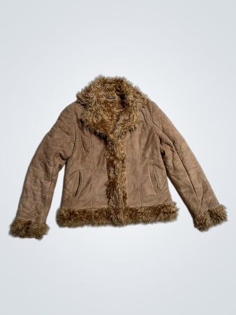 Brown Suede Jacket with Fur Trim