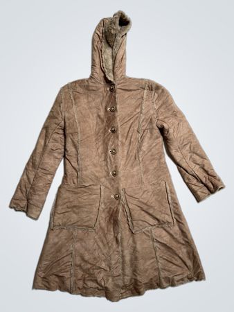 Brown hooded coat with fur lining