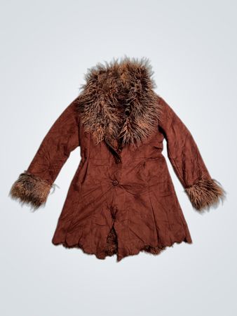 Brown Faux Fur Trimmed Coat