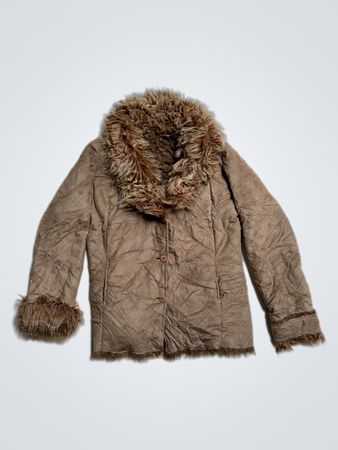 Brown Faux Fur Trimmed Jacket