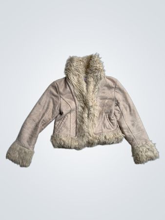 Giacca in suede con bordatura in eco-pelo Tolentino da donna