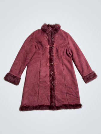 Women's Faux Suede Fur Trimmed Coat