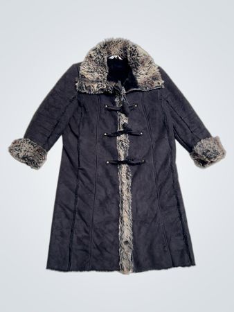 Gotha Love Faux Fur Trimmed Black Coat