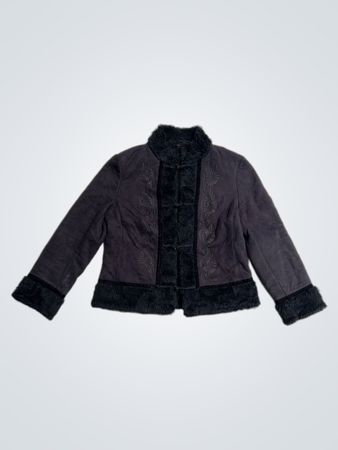 Oui QuiseT Black Faux Fur Trimmed Jacket