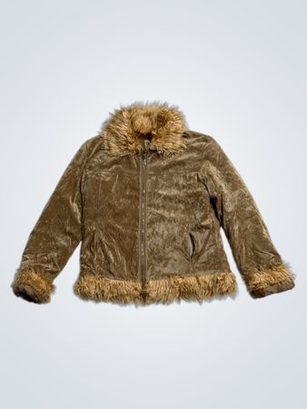 Giacca da donna con bordo in pelliccia TENGXU