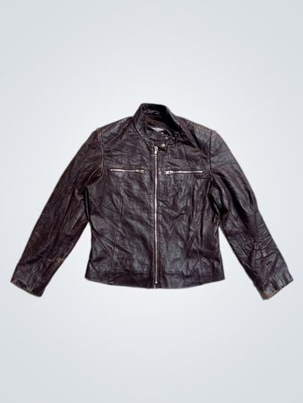 dp1 Women's Brown Leather Jacket Size 10