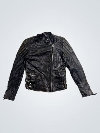 MDN Black Leather Biker Jacket