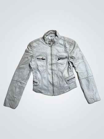 RAFAELLO Women's Light Grey Leather Jacket