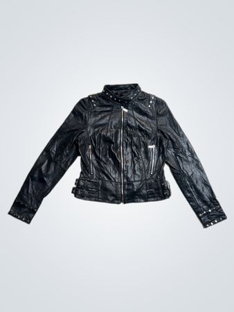 Karen Millen Black Leather Studded Jacket