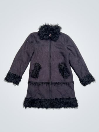 Manteau noir en fausse fourrure à bordure Pit Stop Basic Wear
