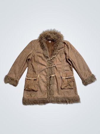 Manteau en suède avec trim en fausse fourrure F&F