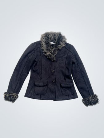 Black Faux Fur Trimmed Jacket