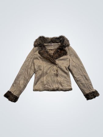 Orsay Wildleder- und Pelzbesatzjacke