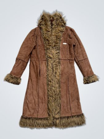 Tolentino Brown Faux Fur Trimmed Coat