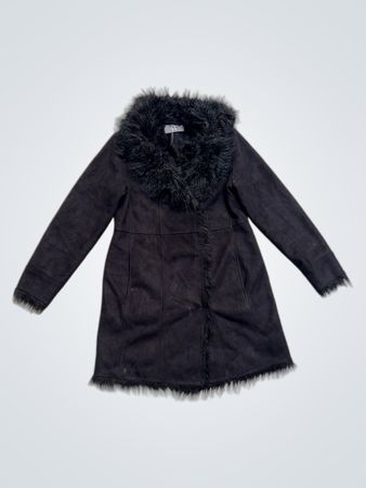 Black Faux Fur Trimmed Coat
