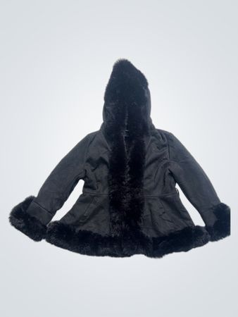 Cameo Rose Black Faux Fur Trimmed Hooded Jacket