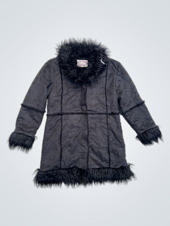 Black Faux Fur Trimmed Coat
