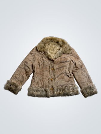 Brown Faux Fur Trimmed Jacket