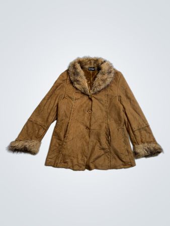 WEST Faux Fur Trimmed Suede Jacket