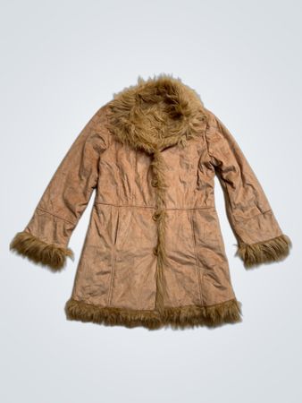 Brown Faux Fur Trimmed Coat