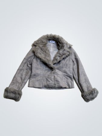 Zusammen Faux-Fur-besetzte Wildlederjacke