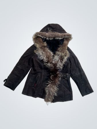 LASER Original Leather Fur Hooded Jacket