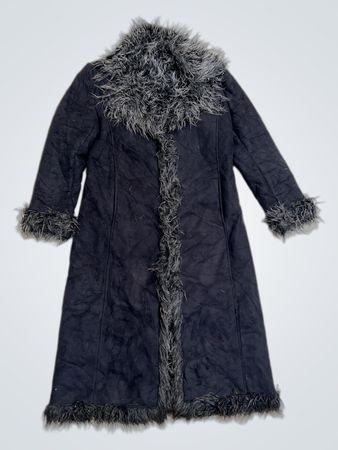 HELYNA Faux Fur Trimmed Long Coat