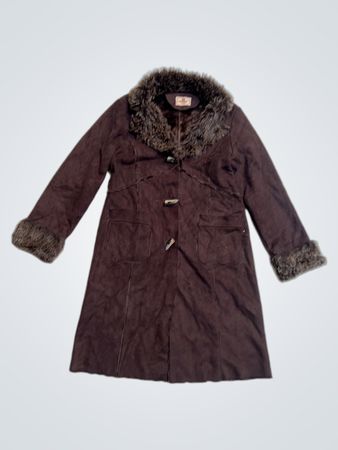 REFREE Collection Since 1989 Brown Faux Fur Trimmed Coat
