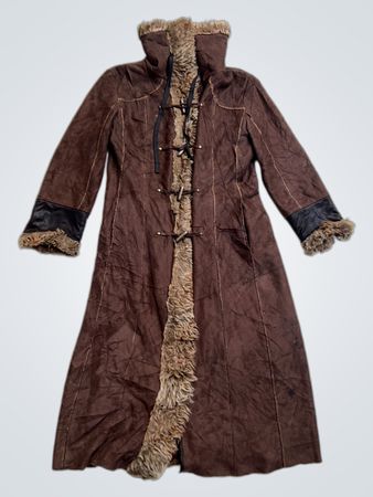 Brown Faux Fur Lined Long Coat