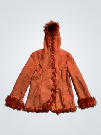 Orange Faux Fur Hooded Jacket