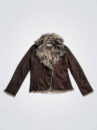 CANA SPORT Chaqueta marrón con ribete de piel sintética