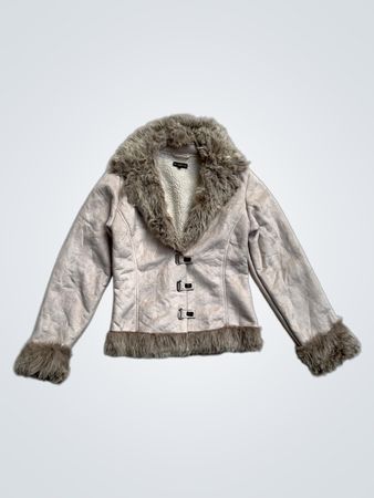 NO EXCUSE Veste en faux daim avec bord en fourrure
